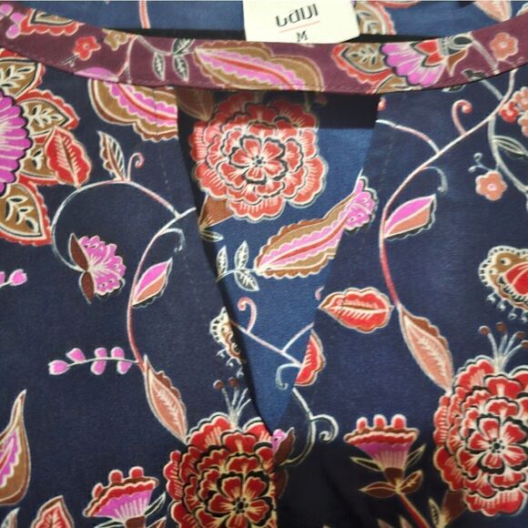 CABI Purple Blue Retro Flower Festive Maxi Dress #3675 - Size Medium - Picture 3 of 11